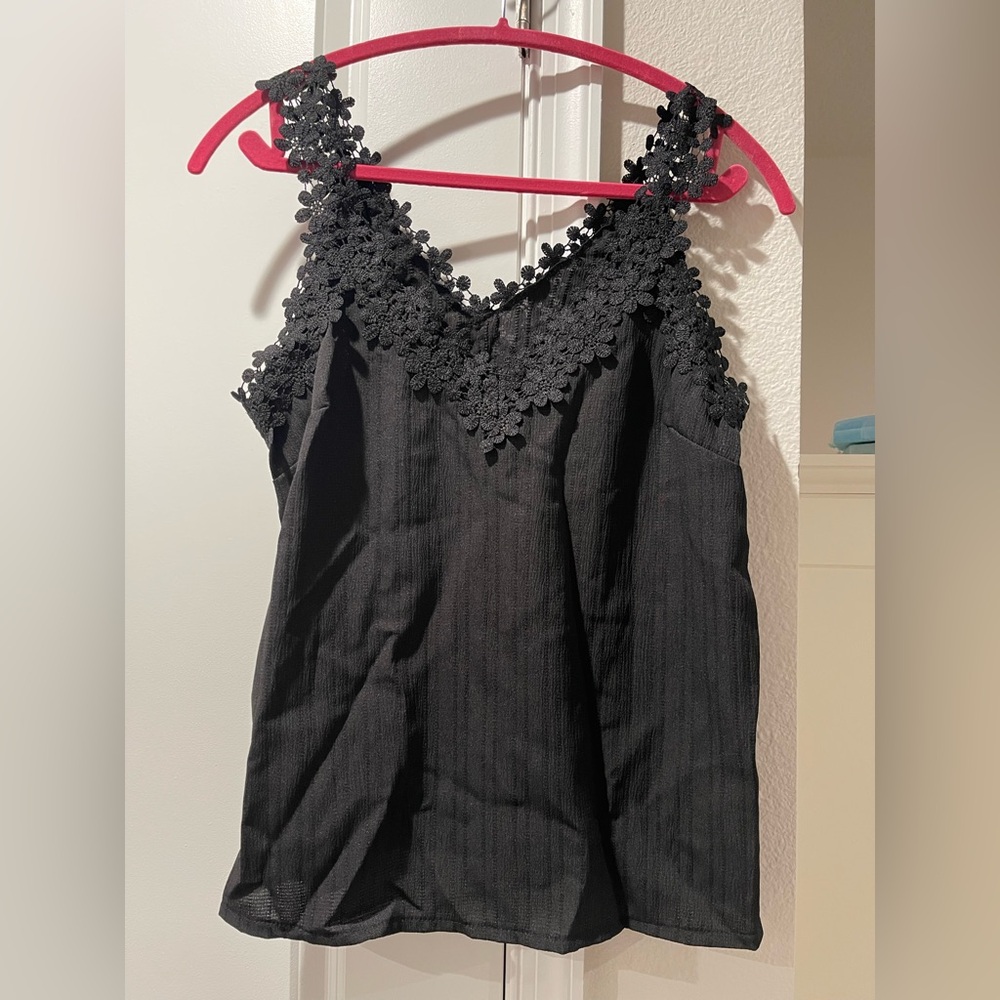 Y2K Black Lace Trim Top